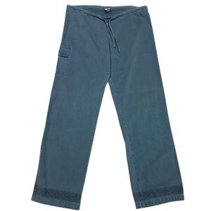 PrAna Blue Cargo Pants Women’s Medium Drawstring Waist Low Rise Straight Leg